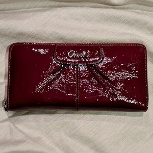 Coach burgandy wallet with zipper